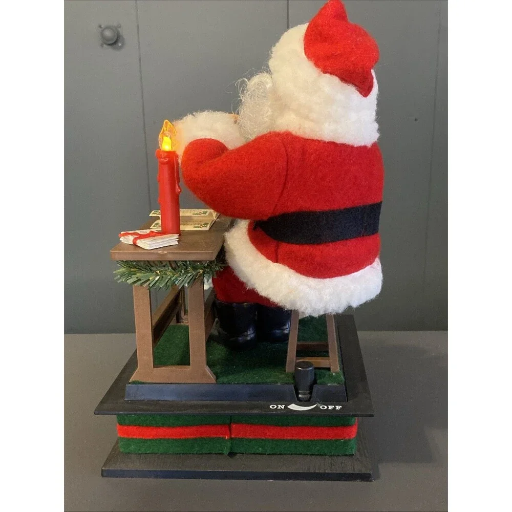 Vintage Musical Christmas Holiday Scene SANTA CHECKING HIS NAUGHTY NICE LIST